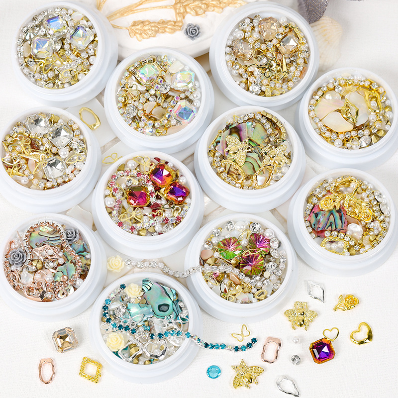 Dolphin Bay Shell Nail Diamond Pearl Ювелирные изделия Металлическая цепочка Смешанные универсальные украшения для ногтей Интернет-знаменитости В одном стиле