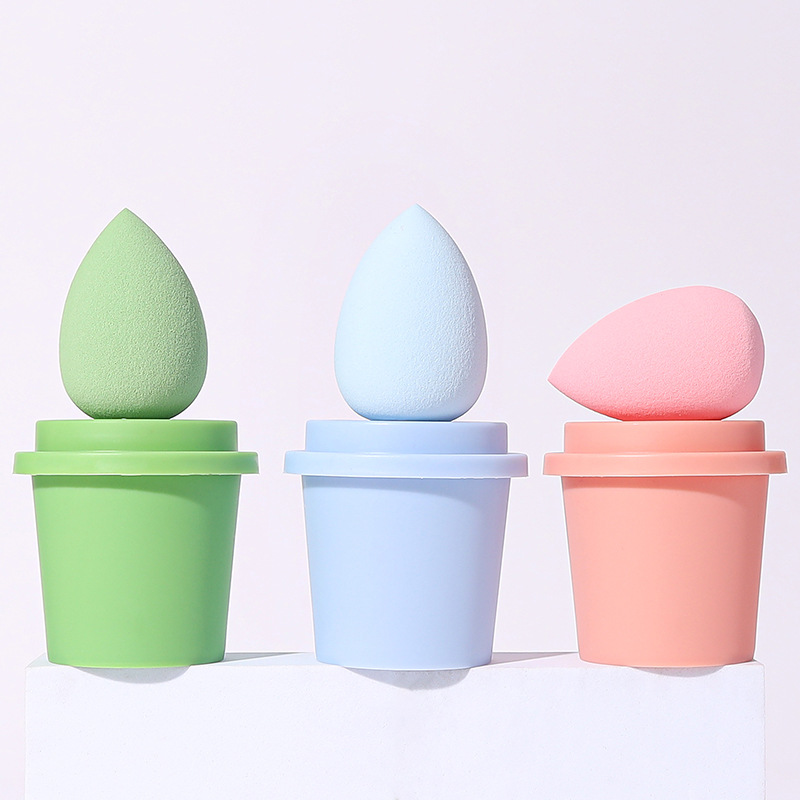 Beauty makeup egg wholesale coffee cup water drops gourd powder puff does not eat powder beauty makeup egg storage set independent packaging C