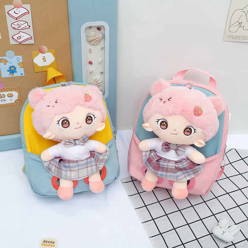 New Cartoon Doll stitching children's bag Cute Princess Doll Girl kindergarten school bag backpack factory wholesale