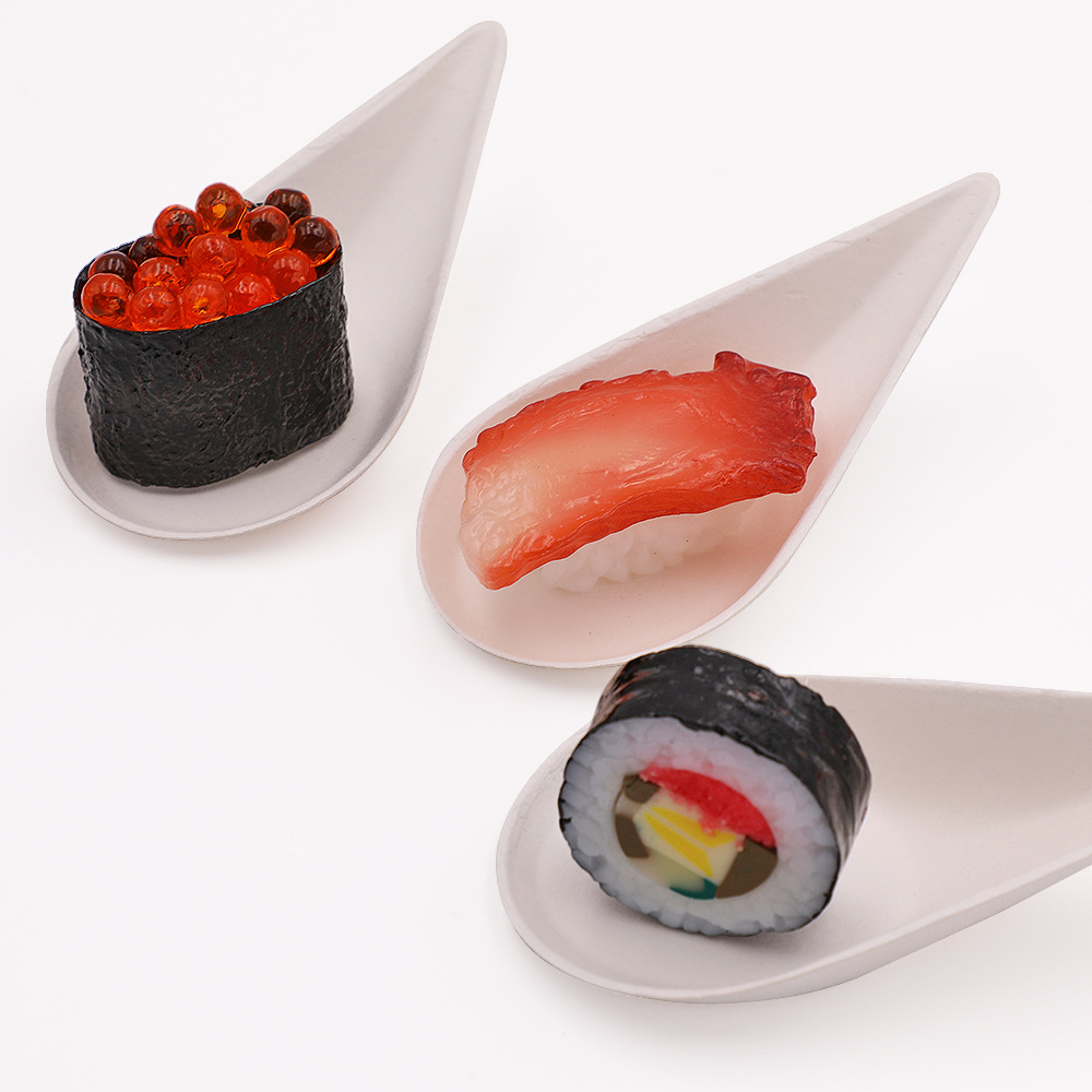 Wholesale and Retail Disposable Bagasse Pulp Degradable Drop-Shaped Mini Dessert Spoon Drop Dish