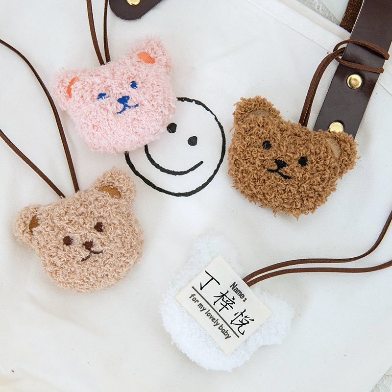 Korean ins Cute Bear Head Doll Bag Pendant Children's Name Distinguished Listing Keychain Bag Hanging Ornaments