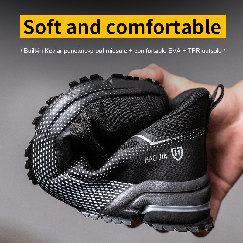 Cross-border flying woven light safety shoes European code men's steel baotou anti-smash anti-puncture comfortable EVA bottom labor protection shoes wholesale