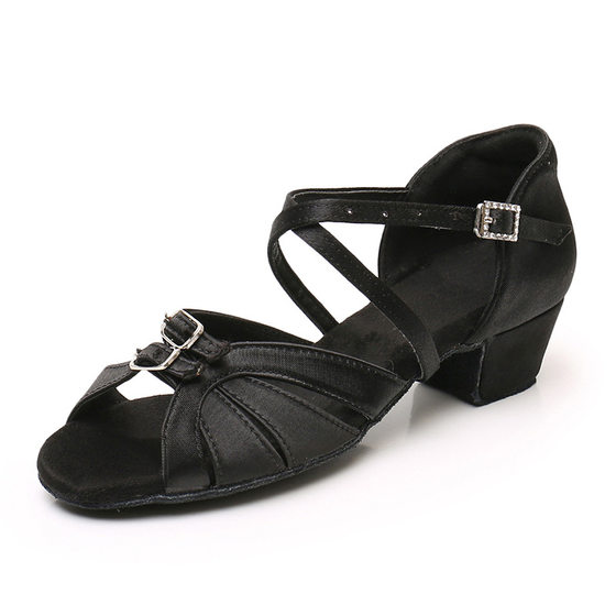 Girls' Latin Dance Shoes Soft-soled Low-heeled Girls Dance Shoes Children's Wear-resistant Performance Cha Dance Shoes
