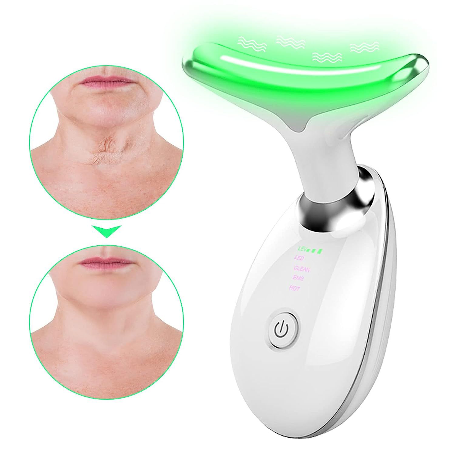 Neck beauty instrument multi-functional neck massager massage instrument to remove neck lines method to make lines vibration hot compress color light beauty instrument