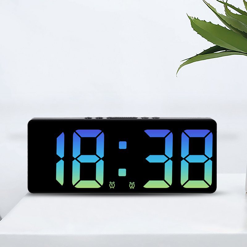 Two sets of alarm clock simple LED clock large screen digital clock bedroom bedside clock Korean fashion clock 6628