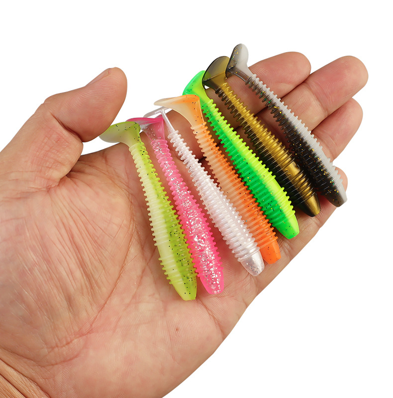 Cross-border hot selling Luya bait screw T tail 7.5cm3.3g plus fishy bionic soft worm 25 pieces boxed bait wholesale