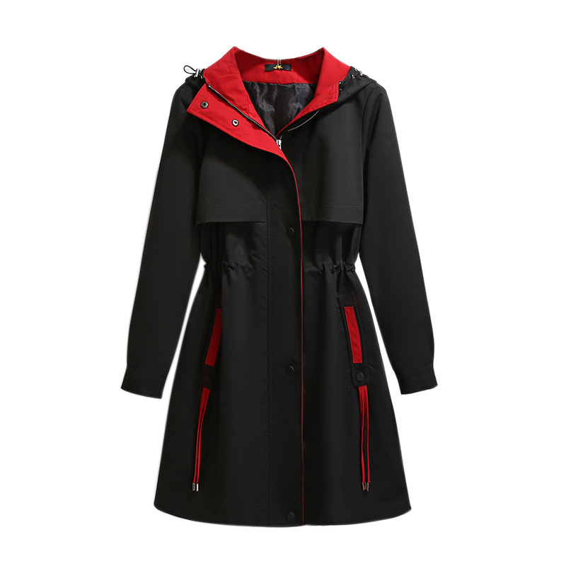 plus size Hooded Windbreaker Women's Long 2024 Autumn New Korean Loose Slimming Elegant Casual All-match Jacket