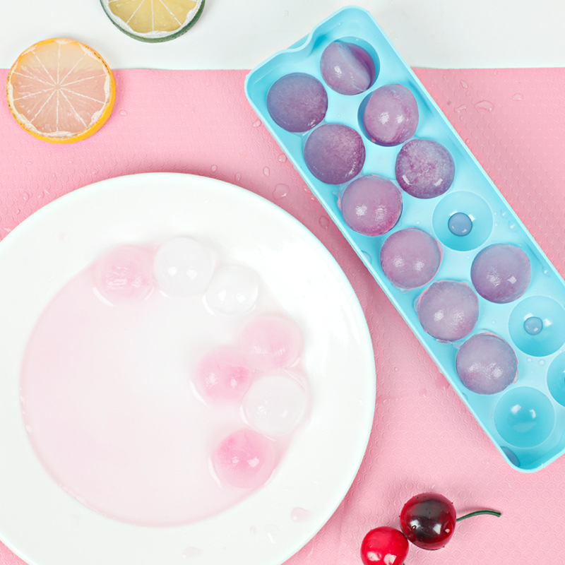 Small ball ice cube 14 grid color plastic ice grid round ice mold small ice ball ball ice box easy demoulding