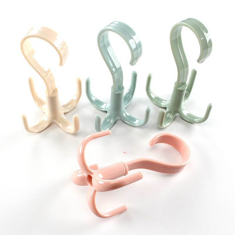 Multi-purpose Hook Rotatable Four-claw Slip Shoe Rack Tie Rack Silk Scarf Coat Rack Plastic Hanger Hanger Hook