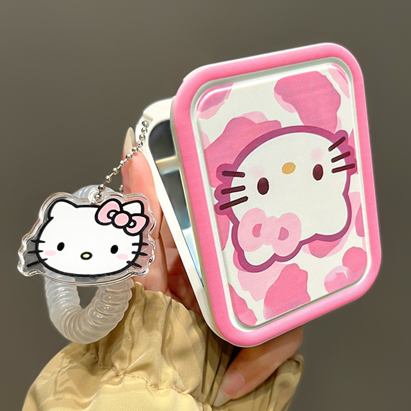 Beautiful Personality Portable Small Mirror Portable Student Double-sided Folding Mirror High-value Makeup Mirror Handheld Ins