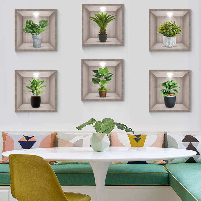 Lvkang CH39091AB green plant potted picture frame sticker painting living room restaurant bedroom beautification decoration self-adhesive sticker