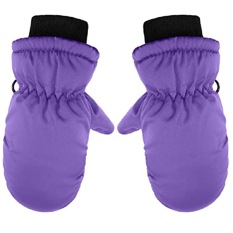 Children's winter new solid color children's warm thickened ski gloves windproof waterproof anti-slip short mouth Lukou gloves