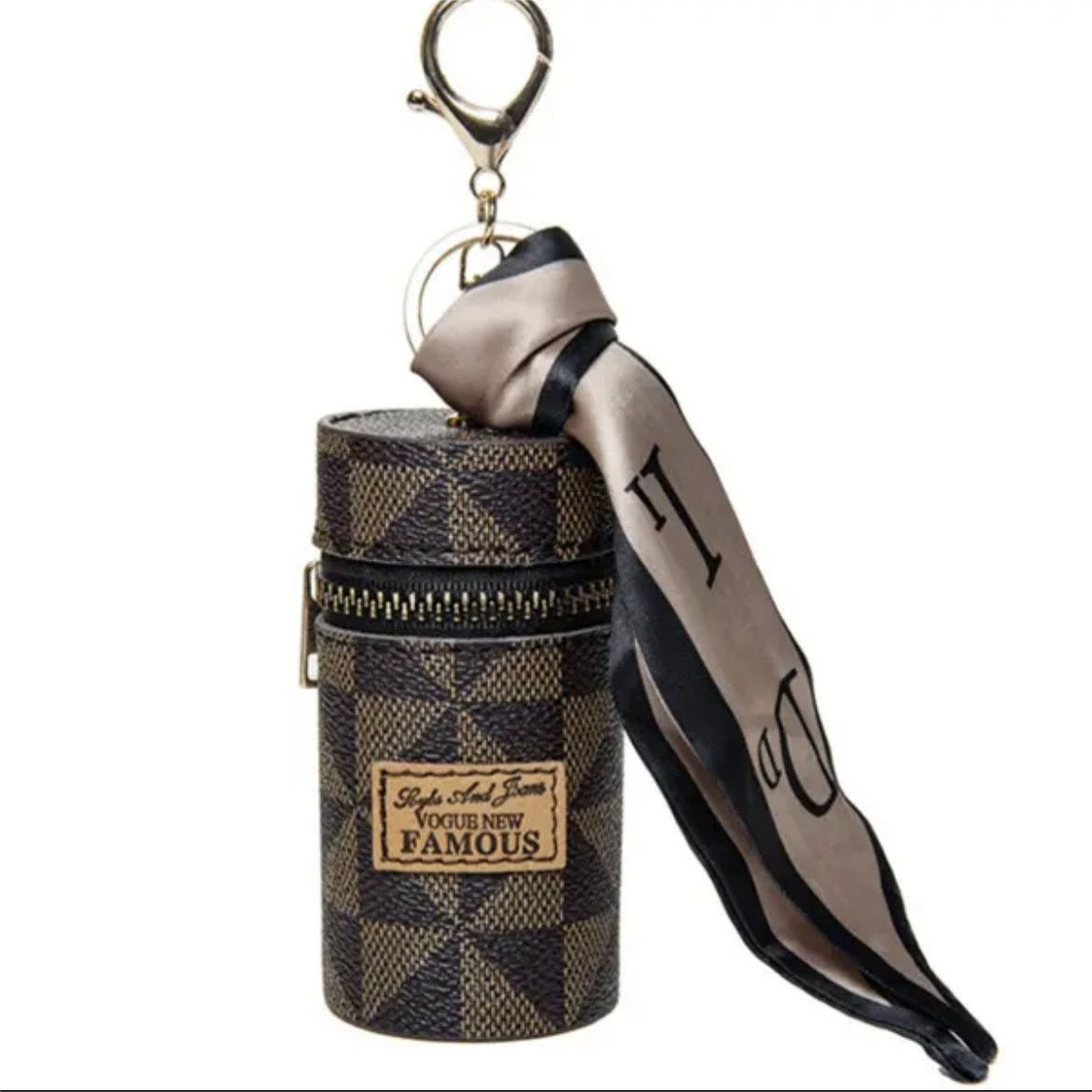 New Fashion Old Flower Coin Purse Red Bag Keychain Cylinder Lipstick Ear Line Storage Mini Bag Pendant