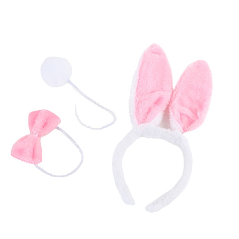 Game Props Plush Rabbit Headband Three-piece Children's Festival Performance Props Ears Headband Bow Ties