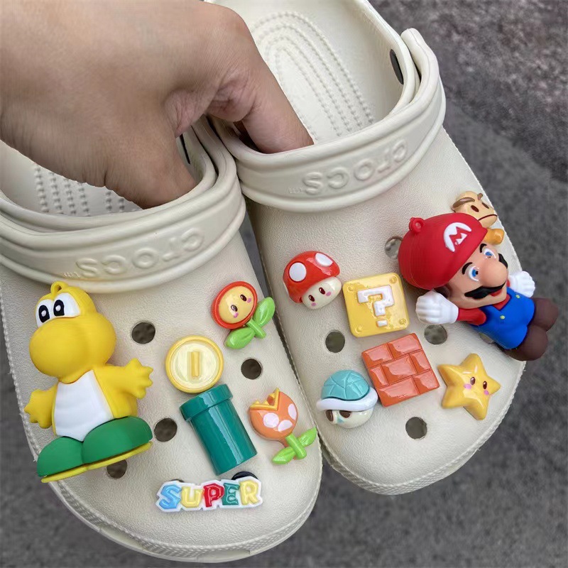 Super Mario gold coin mushroom decorative shoes DIY shoe buckle shoe flower three-dimensional cartoon detachable hole shoes accessories