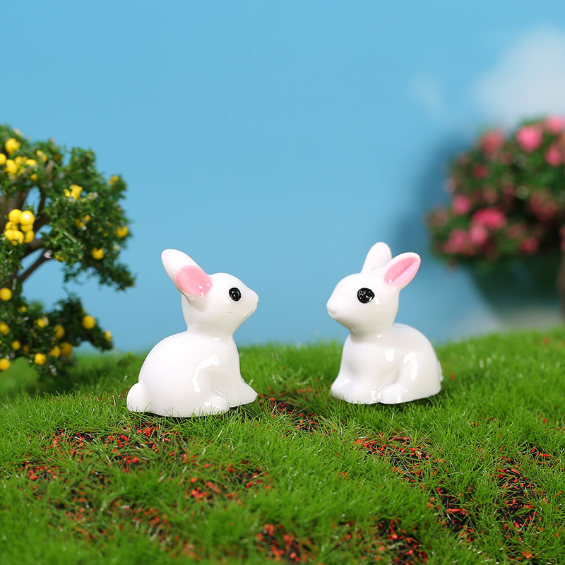 微景观摆件小白兔兔子兔斯基小耳朵小兔子树脂工艺品摆件