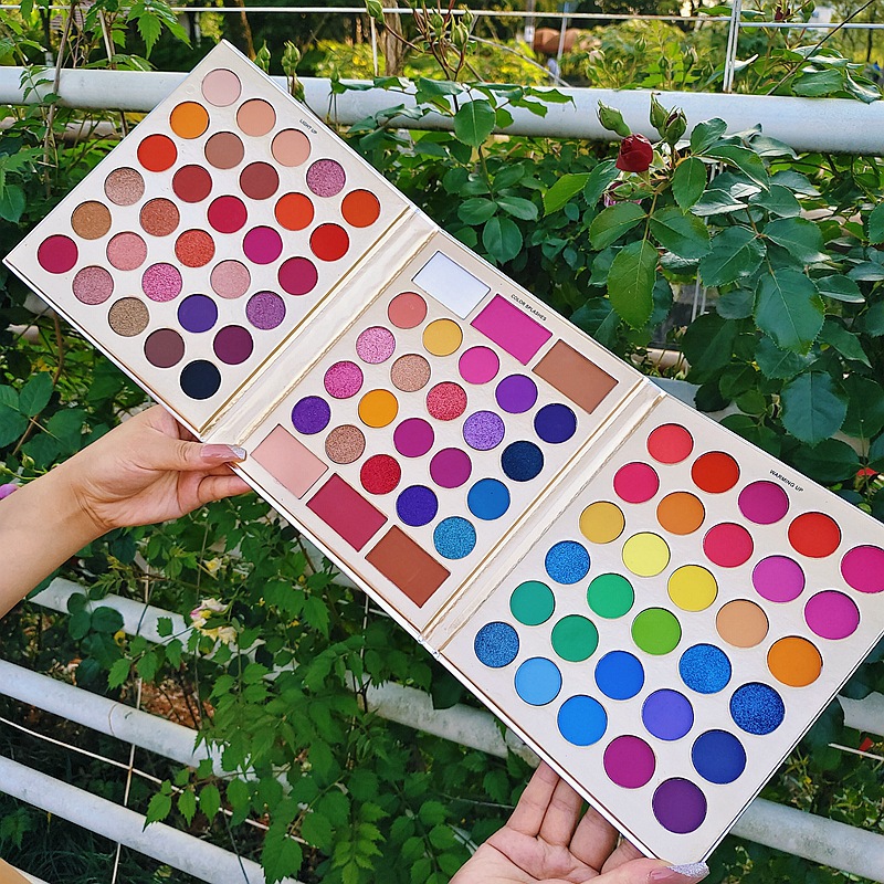 Foreign trade cross-border exclusive 86-color tri-fold multi-color eye shadow plate pearlescent matte glitter sequins European and American eye shadow makeup plate
