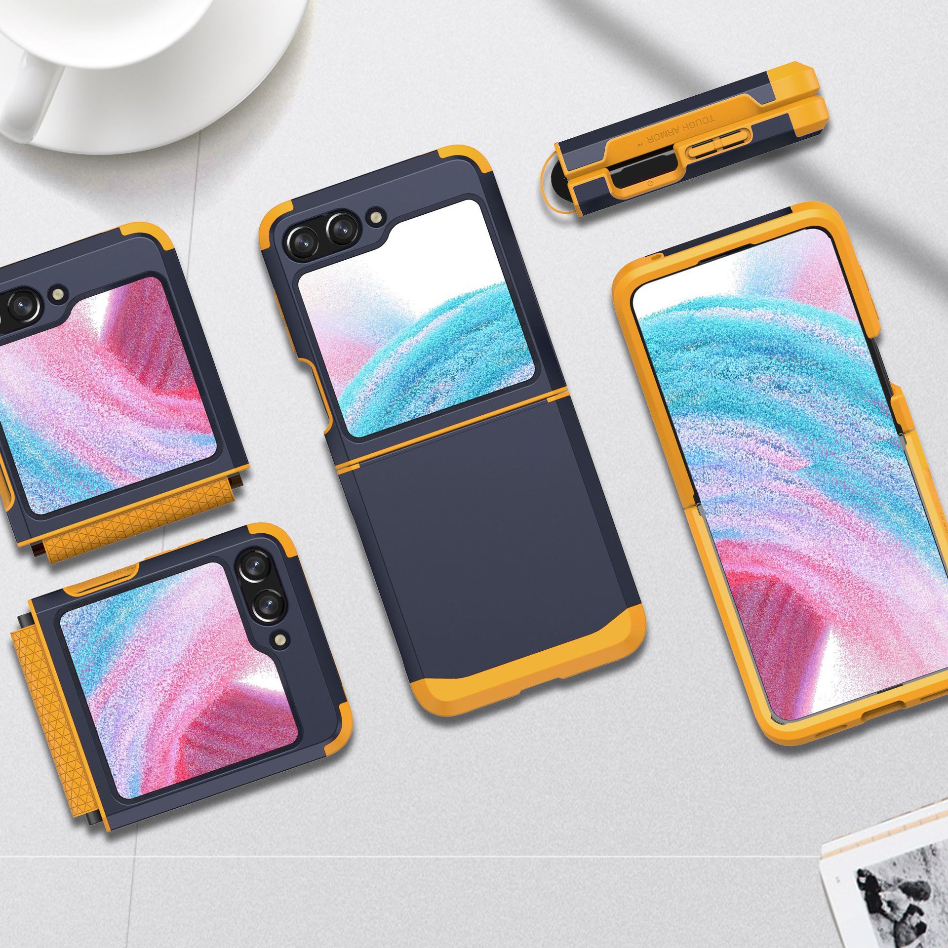 Suitable for Samsung Z Flip6/5 Phone Cases 4/3 Integrated Hinge Colorful Armor Fashion Couple Foldable Protective Cover