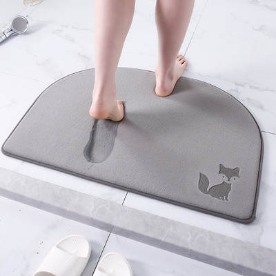 Cross-border semicircle door mat machine washable bathroom absorbent quick-drying memory sponge carpet bathroom slow rebound floor mat