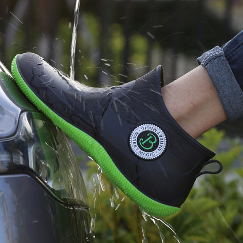 Cross-border rain boots men's new Chelsea fashion short rain boots Japanese simple non-slip soft bottom low top water shoes men