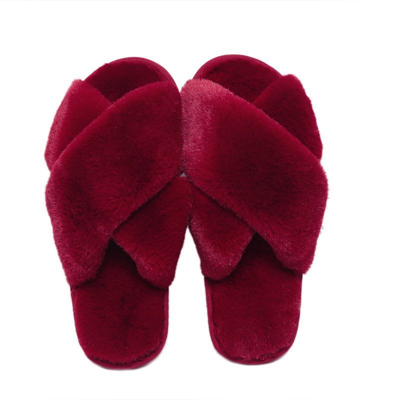 Pantofole Cross Mao Mao da donna invernali commercio estero taglia 43 casa peluche punta aperta caldo cotone da cucire all'ingrosso_voghion.com
