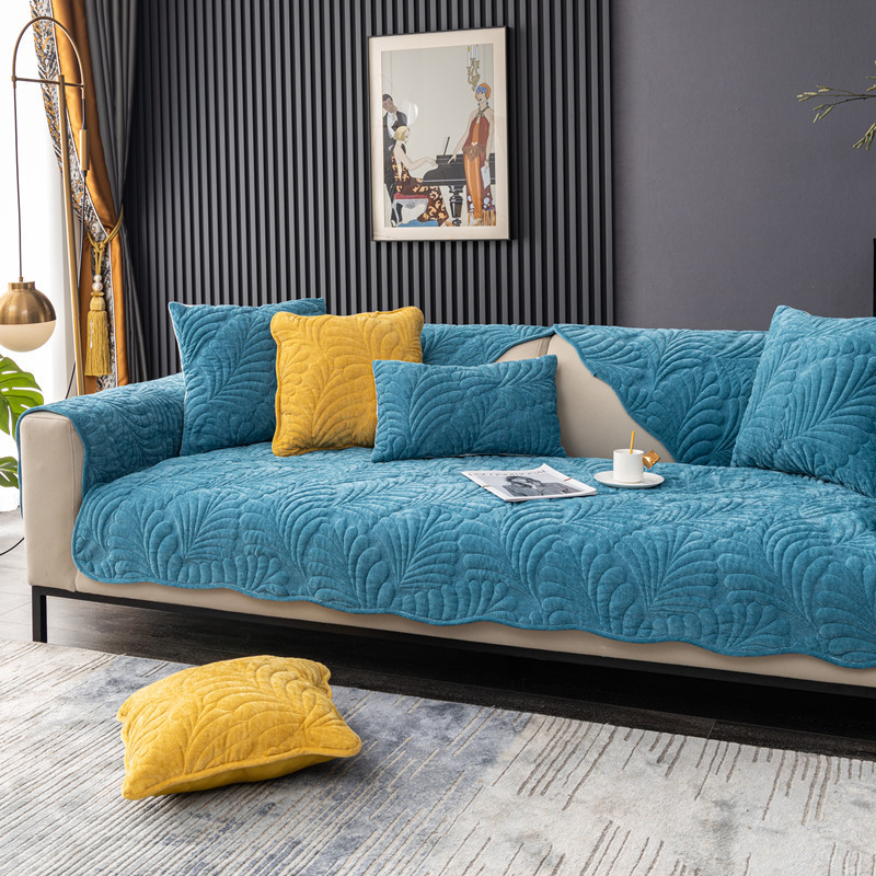 Four seasons universal chenille quilted banana leaf sofa cushion modern simple non-slip sofa cushion towel wholesale