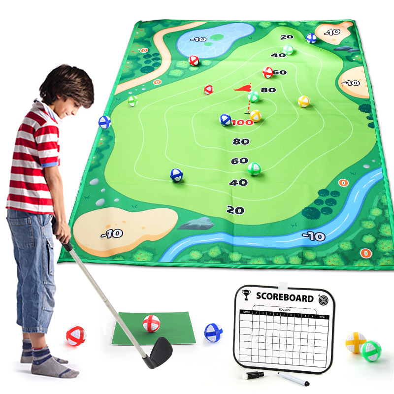 Cross-border Hot Sale Children Thickened Golf Game Mat Set Golf Clubs Indoor Outdoor Sporting Goods