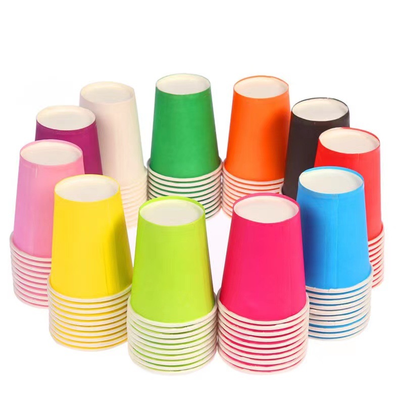 Color Paper Cup Handmade diy Kindergarten Huanchuang District Children's Early Education Disposable Pure Red Orange Yellow Green Paper Cup