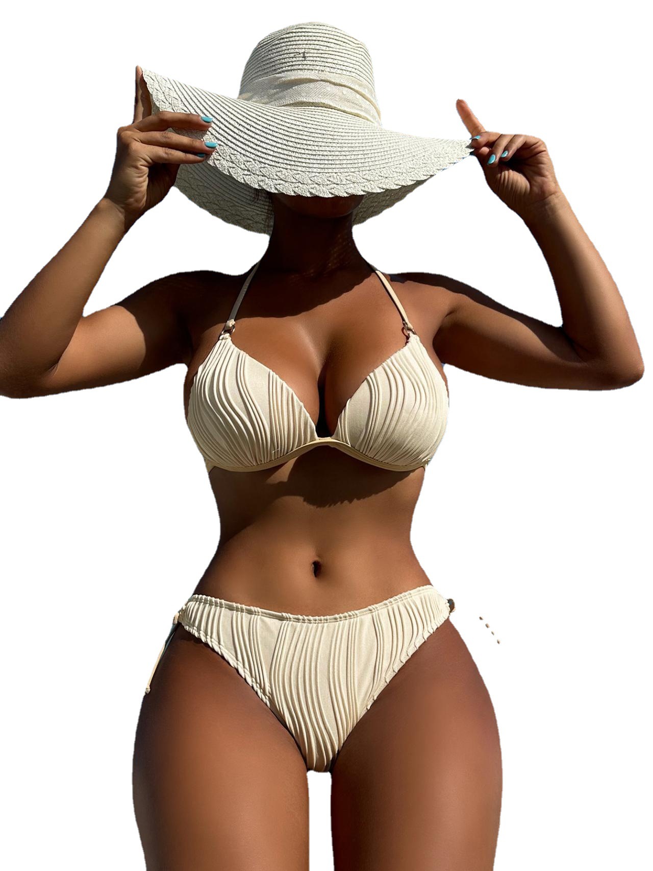 2025 European and American New Swimwear Cross-border Sleeveless Swimsuit Sexy Swimsuit Women's Split Bikini with Chest Pad