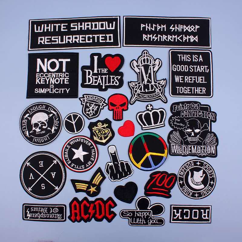 Washable iron-free black self-adhesive embroidery badge cloth paste down jacket patch to decorate holes (1)