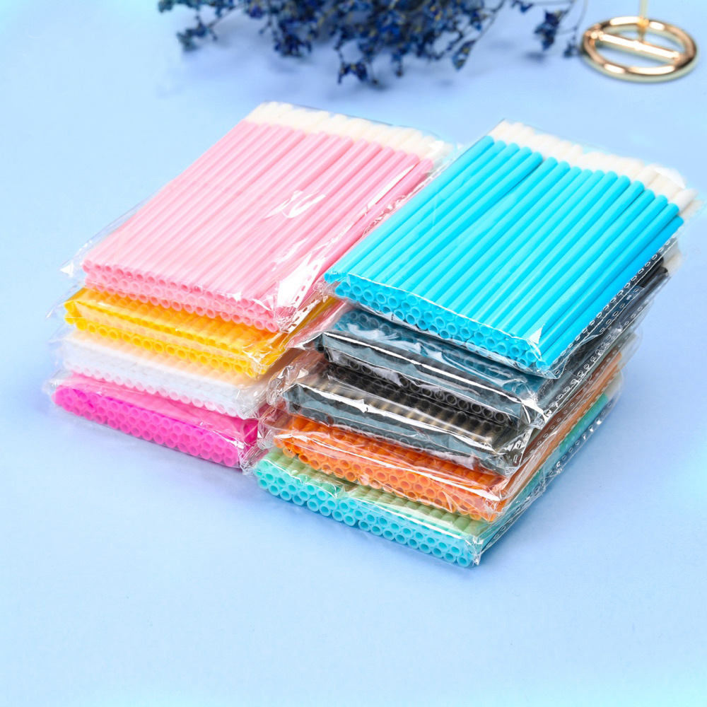 Disposable Hollow Lip Brush Portable Plastic Mini Hollow Rod Small Lip Brush Flocking Hollow Lip Brush Lip Glaze Brush