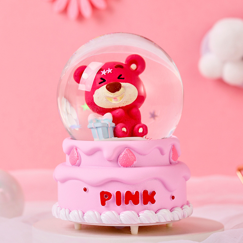Creative strawberry bear crystal ball decoration luminous cake bear glass ball girl heart decoration children gift gift