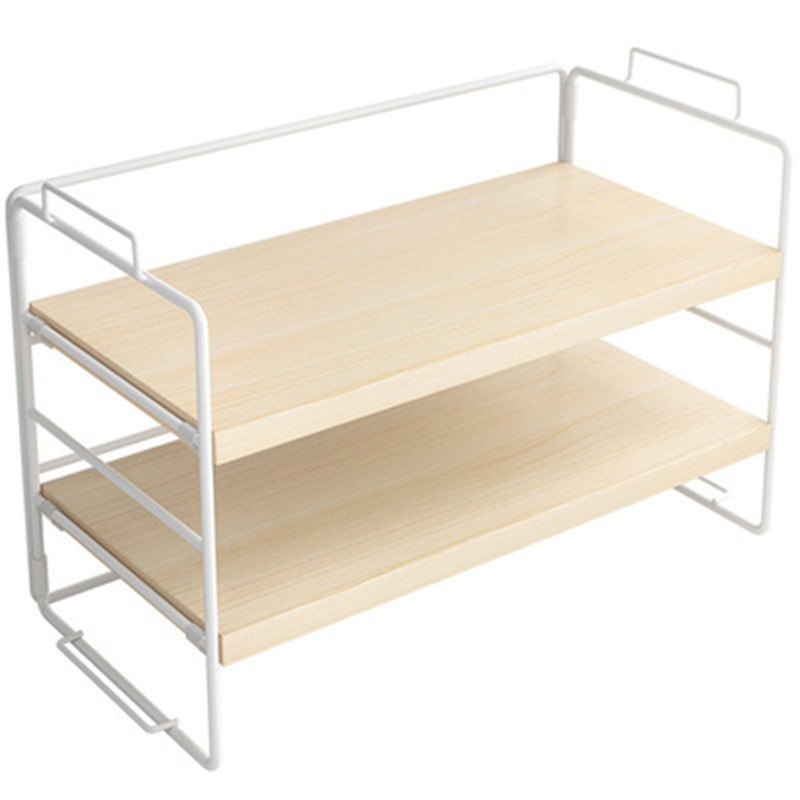 Household Simple Table Multi-layer Wrought Iron Small Bookshelf Storage Rack Office Desktop Finishing Rack Desk Storage Rack