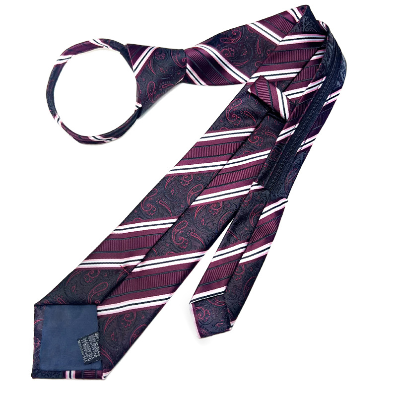 1200 Needle Yarn-dyed Polyester Upgrade Zipper Tie Men's Dress Easy to Pull Lazy Convenient 7cm Factory Spot