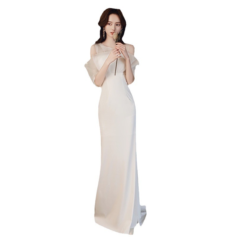 Evening Dress Women's 2024 New Arrival Air Queen's Party White Birthday Dress Fishtail Long Celebrity Evening Dress
