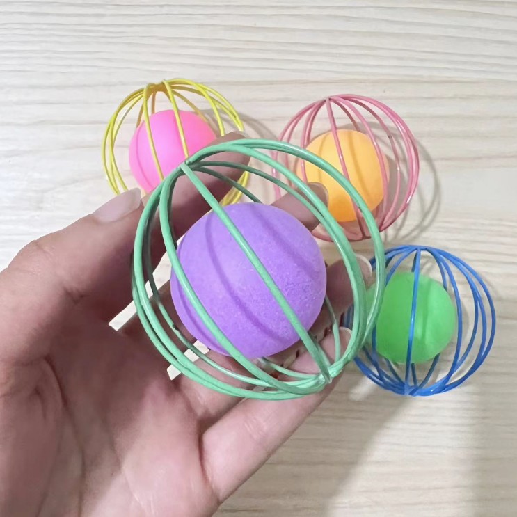 Factory Direct Pet Supplies Jump ball mute wire ball cage table tennis cat self-Hi interactive toys