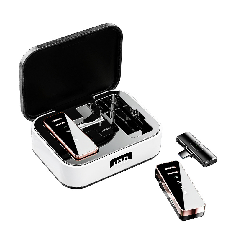 Cross-border hot-selling wireless collar clip microphone charging warehouse noise reduction mixing effect good digital display live broadcast dedicated microphone