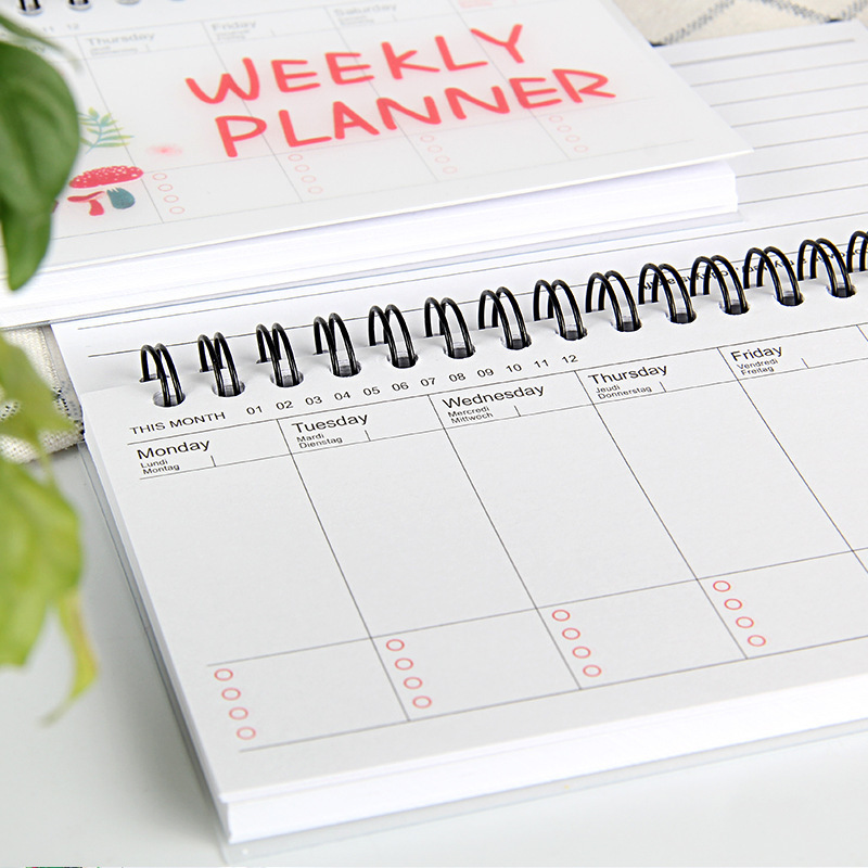 Cartoon can tear week plan schedule notebook student portable coil flip notepad 4 options