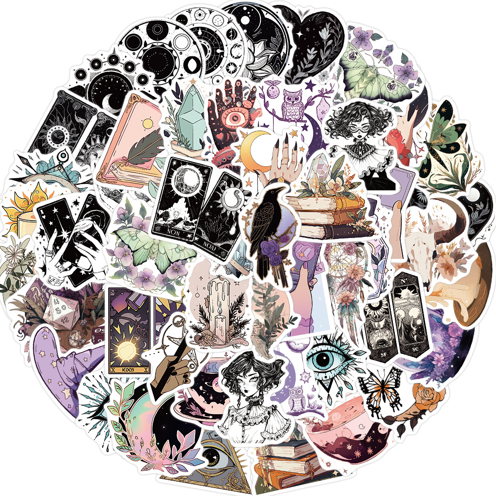 50 original magic witch graffiti stickers decorative guitar luggage DIY creative waterproof stickers hot wholesale