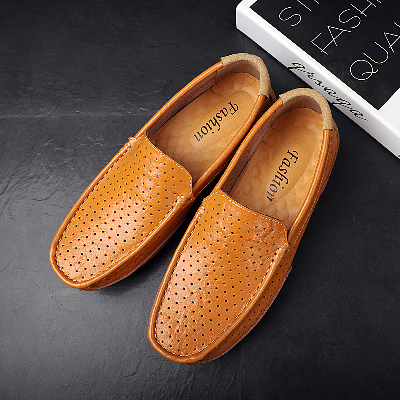 37-47 Large Size Men's Genuine Leather Shoes Casual Leather Shoes Slip-on Men's Driving Shoes