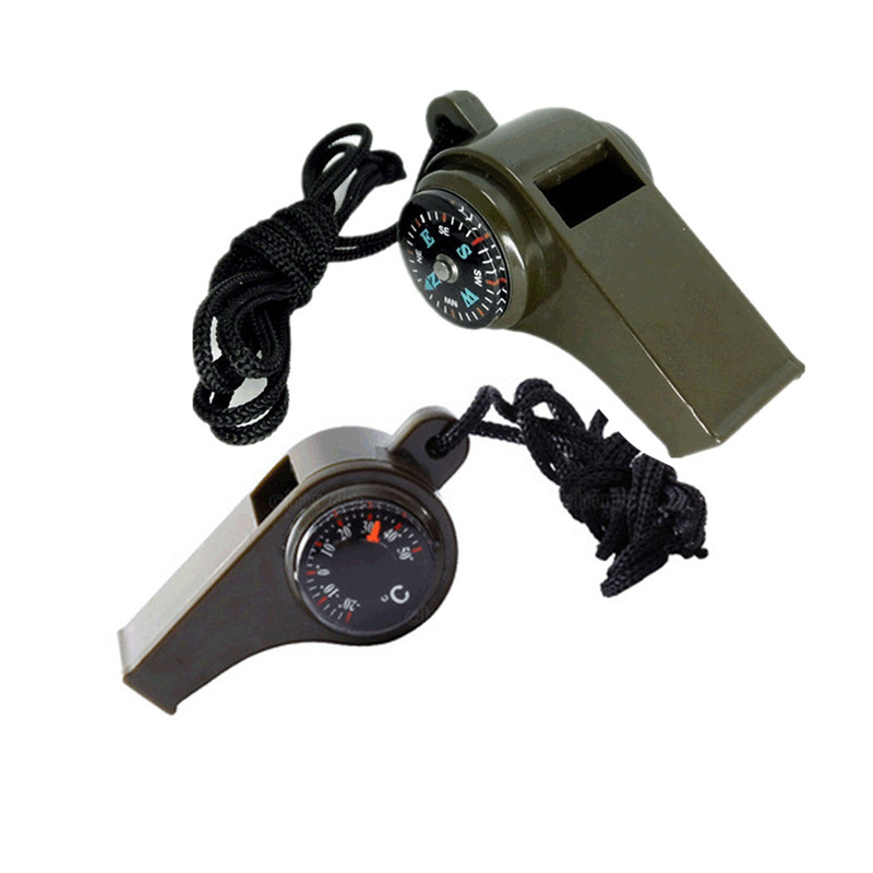 Outdoor Multi-functional three-in-one whistle life-saving whistle with Compass thermometer competition referee whistle