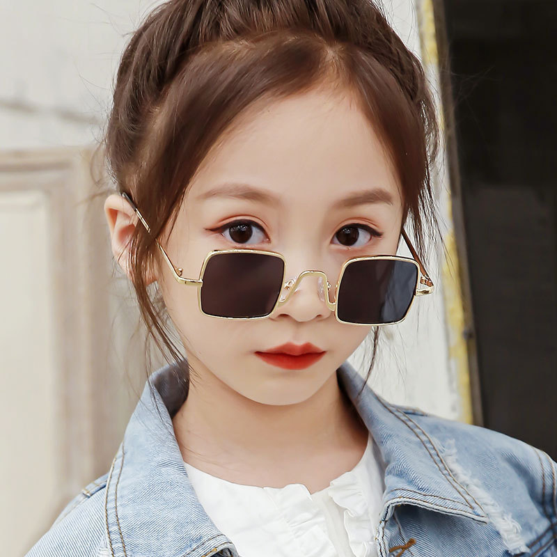 Children's glasses retro metal square children's sunglasses boys and girls hip hop Hip Hop Hip Hop personalized glasses baby sunglasses