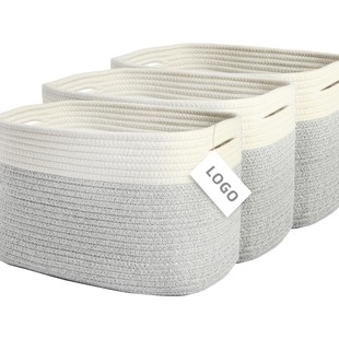 Customized New Scandinavian Ins Style Cotton Rope Woven Storage Basket Square Sundries Foldableable Dirty Clothes Basket Home Storage