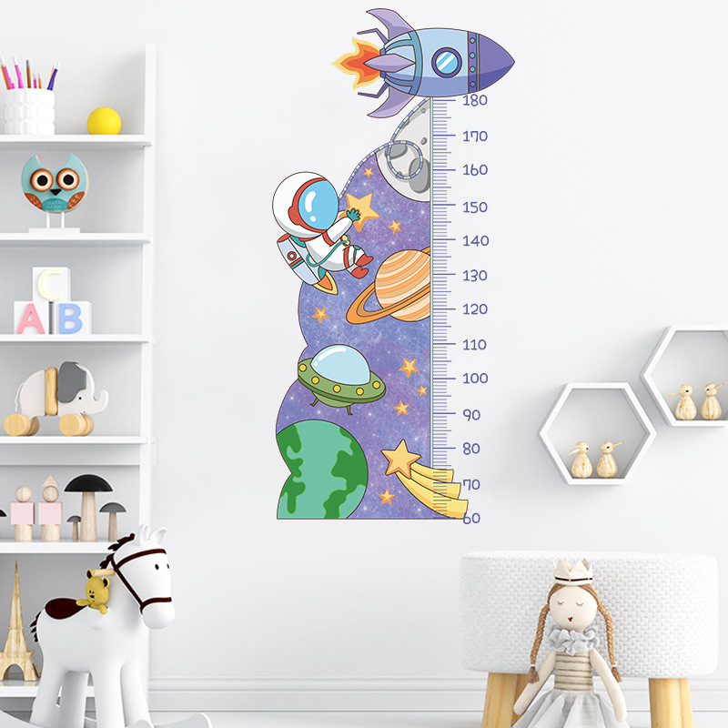New LD-H01 cartoon universe starry sky astronaut spaceship rocket height sticker children's room home decoration wall sticker