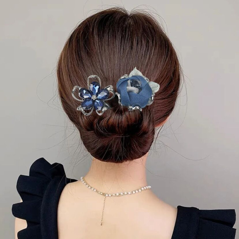 2023 new headdress high-end flower hair stick fashion back head hair curler elegant ball head lazy hair accessories