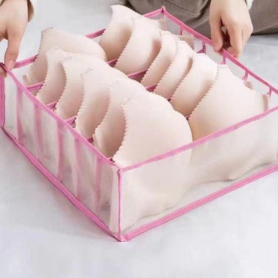 Underwear Storage Box Household Sub-grid Drawer-type Fabric Multi-function Internet-famous Three-in-One Underwear Socks Bra Artifact