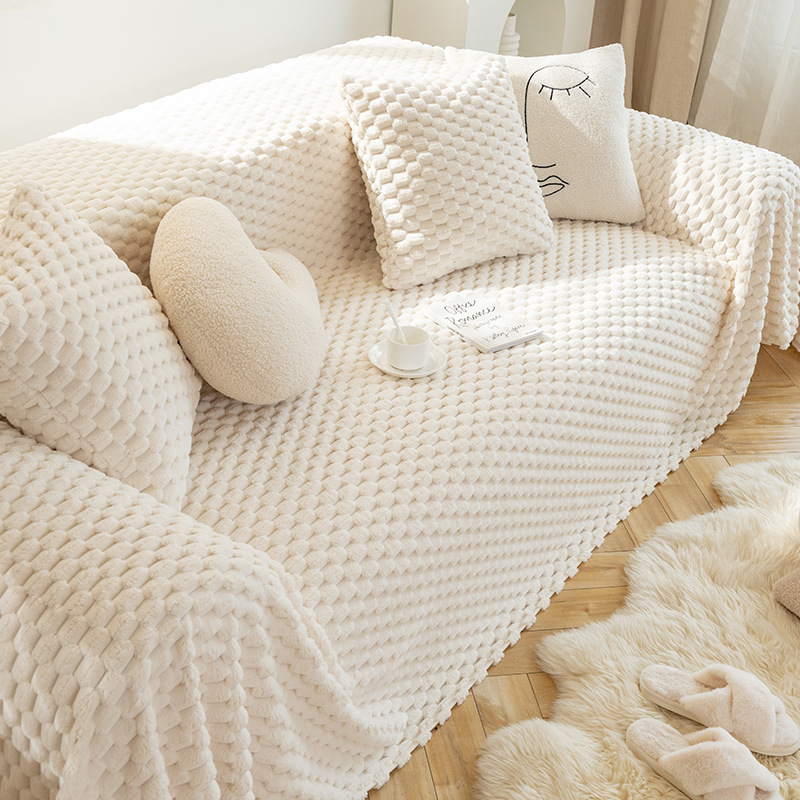 Cat Scratch Proof Sofa Cover with Ins Style Sofa Blanket, Winter Fuzzy Sofa Cover, Universal Sofa Blanket with Full Coverage