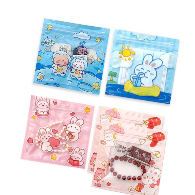 Cartoon self-sealing bag cute bear biscuits snack candy food bag storage jewelry packaging bag manufacturers wholesale