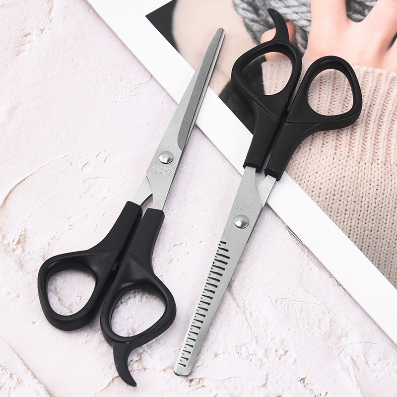 Spot wholesale beauty salon tools Barber stainless steel thin teeth scissors flat scissors pet scissors card set