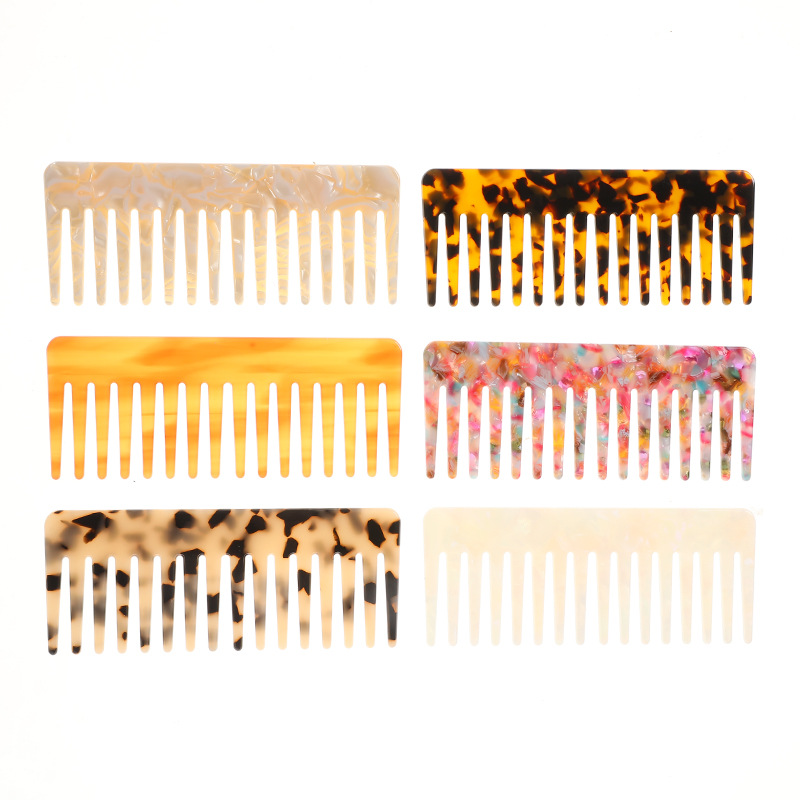 Amazon Hot Selling European and American Fashion Acetic Acid Plate Hair Comb Anti-static Rectangle Comb Exquisite Marble Pattern Hair Comb